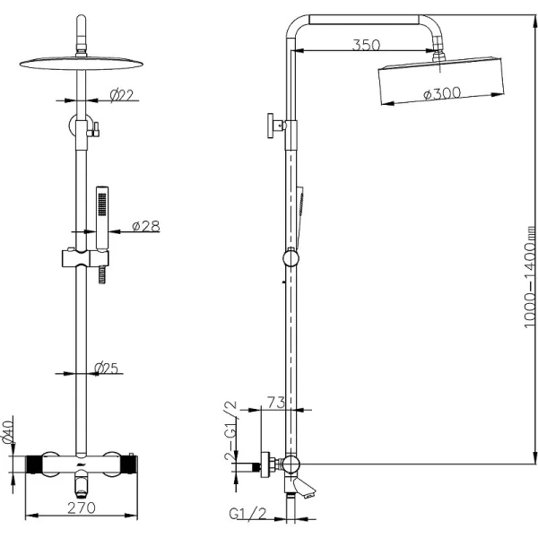 Душевая стойка Boheme Uno Nickel Brush  468-T-NB (детальная фотография), современные, hi-tech