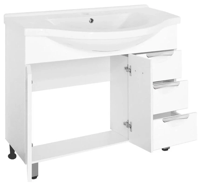 Тумба под раковину напольная Style Line Жасмин 96 см белая ЛС-00000585 (детальная фотография), моноблок