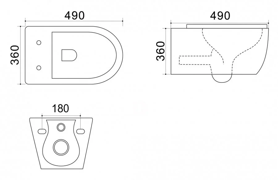 Унитаз подвесной Azario Geno белый AZ2196D (детальная фотография), подвесные
