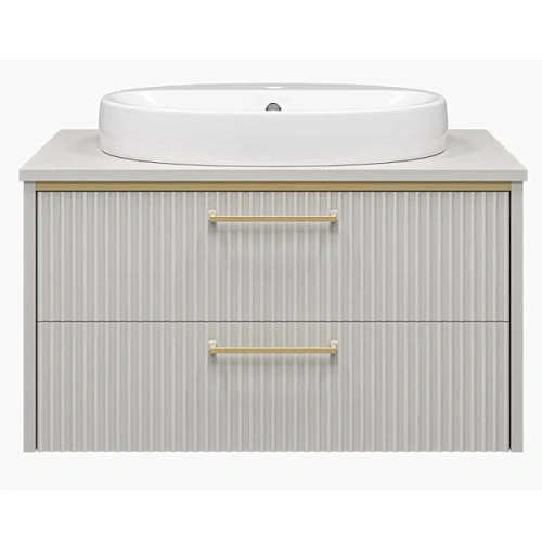 Тумба под раковину подвесная Brevita Elche 80 см серый кашемир/золото - фото 1