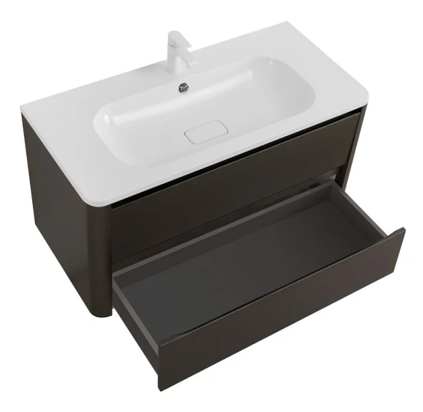 Тумба под раковину подвесная Cezares Relax 80 см оружейная сталь RELAX-800-2C-SO-GM (детальная фотография), подвесная