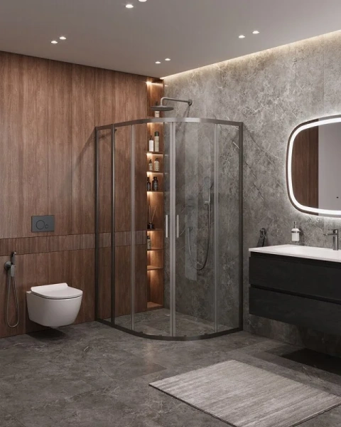 Душевой уголок Cezares Molveno 120х90 см стекло прозрачное профиль оружейная сталь MOLVENO-RH-2-120/90-C-GM-IV (детальная фотография), другие