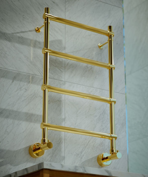 Полотенцесушитель водяной золото Margaroli Sole 4423704GON (детальная фотография), современные, hi-tech