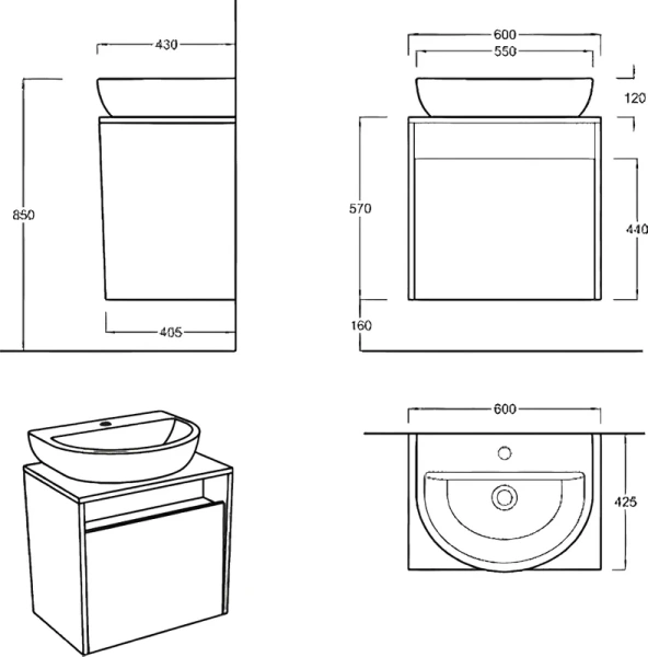 Тумба под раковину подвесная Kerama Marazzi Pro 60 см дуб орегон/белая PRO.60.1\WHT (детальная фотография), комплект (набор)