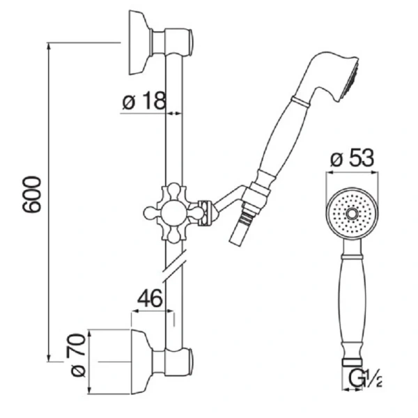 Душевой гарнитур Nobili хром AD140/10CR (детальная фотография), душевые гарнитуры