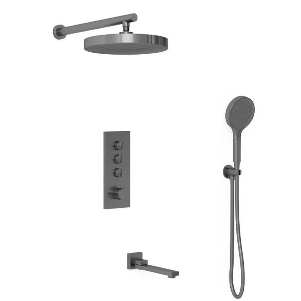 Душевой комплект Vincea встраиваемый, вороненая сталь VSFW-433TI2GM (детальная фотография)