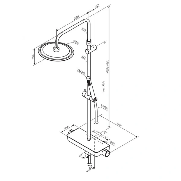 Душевая стойка Damixa Scandinavian Pure хром 936760000 (детальная фотография), современные, hi-tech