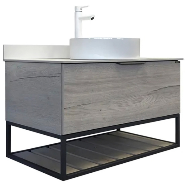 Тумба с раковиной подвесная Comforty Порто 90 см дуб дымчатый 00-00009322CF (детальная фотография)