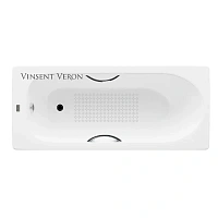 Чугунная ванна Vinsent Veron Soissons VCN1707042H/VH0015CH-AS, 170 x 70 см, с антискользящим покрытием, ручки хром, цвет белый