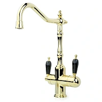 Смеситель для питьевой воды Boheme Kitchen золото ручка черная