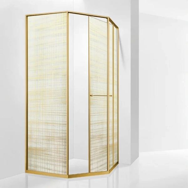 Душевой уголок RGW Stilvoll SV-82Gb L 90x90 см стекло золотая вуаль, левый 33328299-266L (детальная фотография), стеклянные, угловые, без поддона
