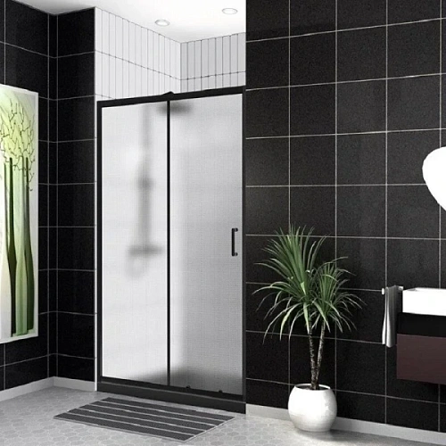 Душевая дверь в нишу BelBagno Uno-195 120 см профиль черный стекло рифленое - фото 5