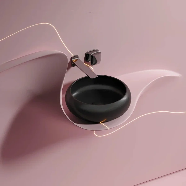 Раковина Ceramica Nova Element 36 см черная матовая CN6050MB (детальная фотография), маленькие, в форме чаши, круглой формы