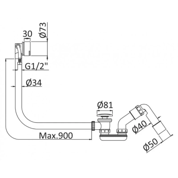 Слив-перелив Cezares с наполнением ванны через перелив, бронза CZR-B-STW-02 (детальная фотография), автомат, клик-клак