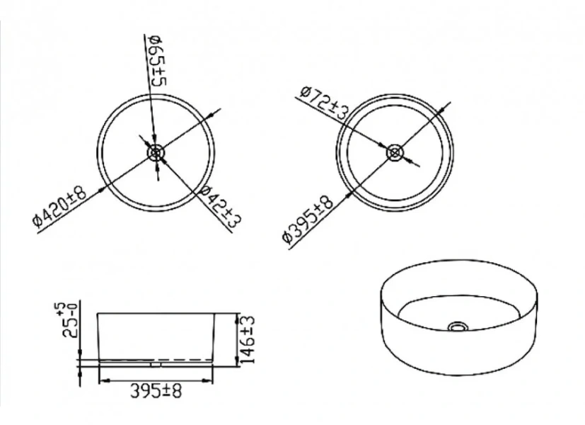 Раковина Bravat Affability C22284W-ENG 40 см (детальная фотография), современные, hi-tech