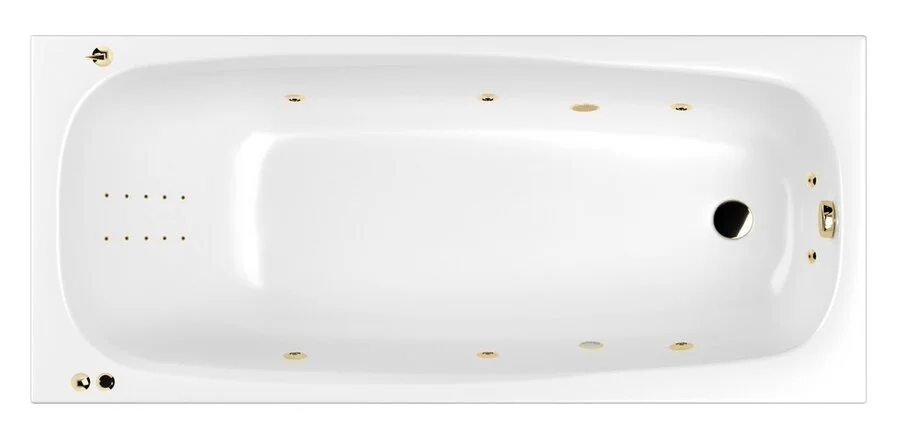 Ванна гидромассажная Whitecross Layla Slim 170 x 75 см, SMART NANO, золото, белый, 0122.170075.100.SMARTNANO.GL (детальная фотография)