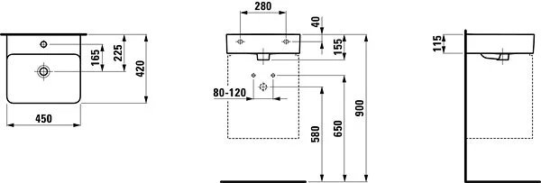 Раковина Laufen Val 45 см с 1 отверстием для смесителя 8.1528.1.000.104.1 (детальная фотография), современные, hi-tech
