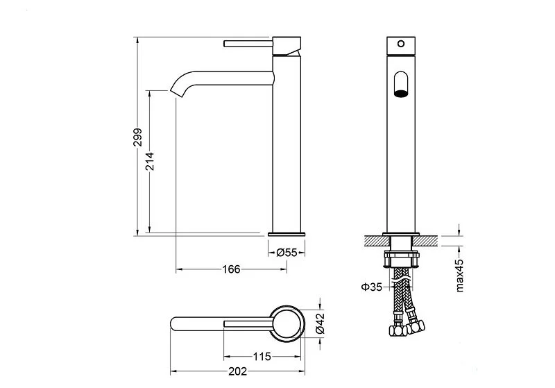 Смеситель для раковины Акватек Европа шлифованный черный хром AQ1304BGM (детальная фотография), для раковины