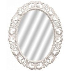 Зеркало овальное с фацетом, цвет белый глянец с серебром, Tessoro Isabella 76