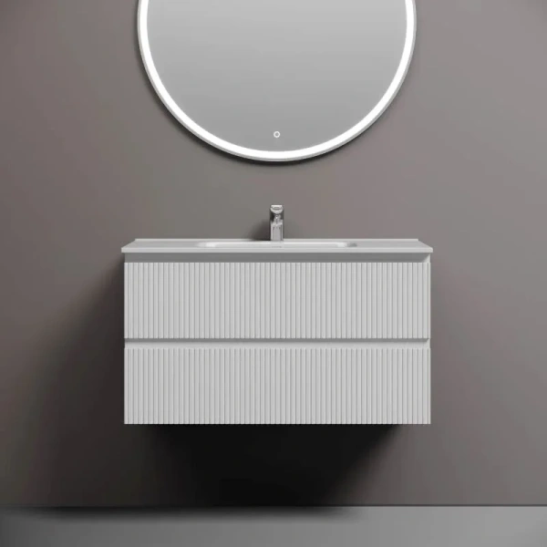 Тумба под раковину подвесная Sancos Snob T 90 см Bianco SNT90W (детальная фотография), современная, hi-tech