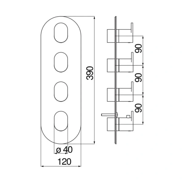Смеситель для душа Nobili Up UP94103 на 3 потребителя (детальная фотография), для душа