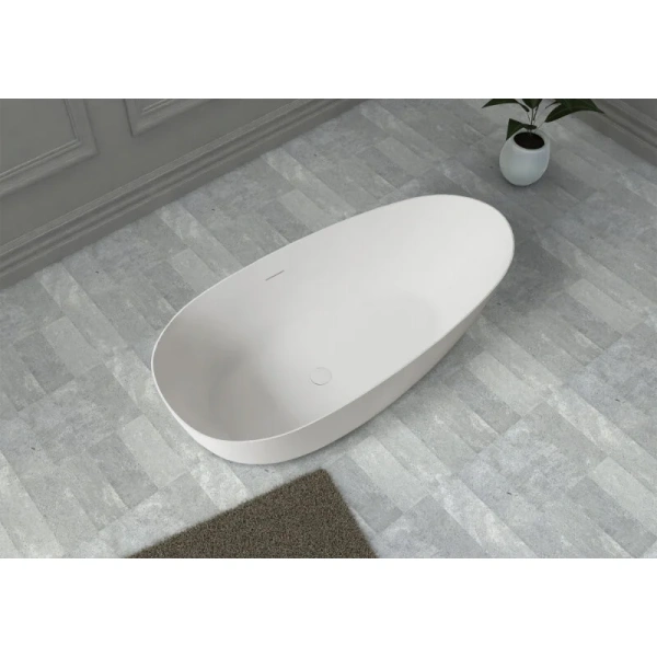 Ванна из искусственного камня Abber Stein 160x75 см белая матовая AS9611-1.6 (детальная фотография), 160x75  см