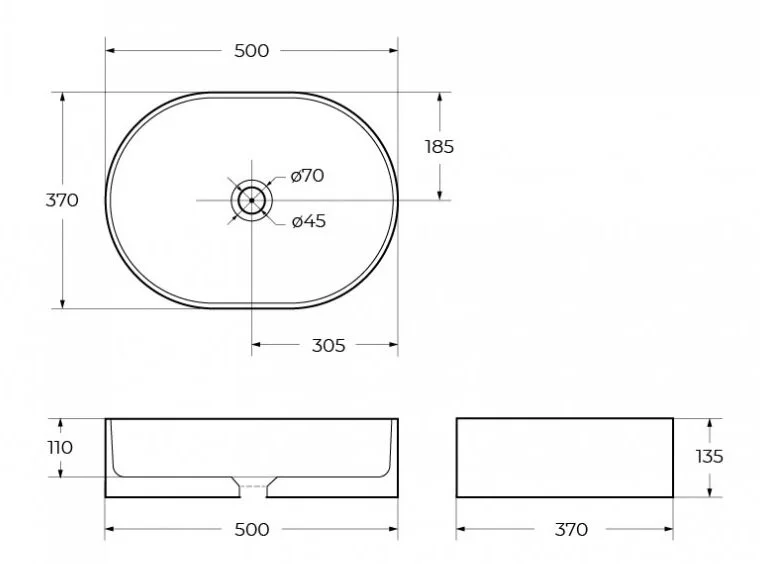Раковина BelBagno 50 см накладная BB1483 (детальная фотография), современные, hi-tech