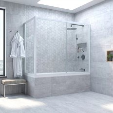 Душевая шторка на ванную стекло прозрачное Vegas-glass ZV+ZVF 170х70 01