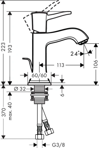 Смеситель для раковины Hansgrohe Metropol Classic хром/золото 31300090 (детальная фотография), для раковины