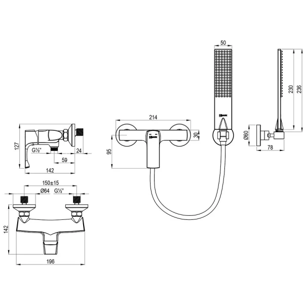 Смеситель для душа Lemark Ursus золото LM7203BG (детальная фотография), для душа