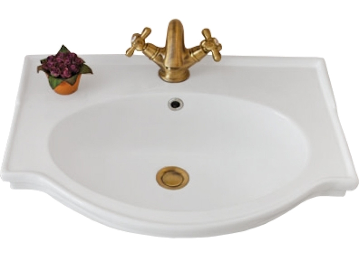 Раковина-консоль керамическая, цвет белый, 1 отв. под смес., с кольцом перелива цвета хром, La Beaute Michel LA8360 (детальная фотография)