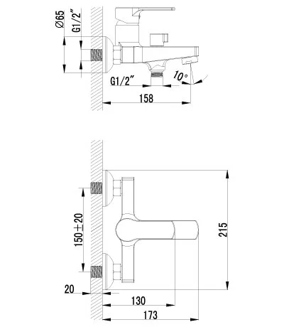 Смеситель для ванны Lemark Plus Grace с монолитным изливом LM1512C (детальная фотография), для ванны