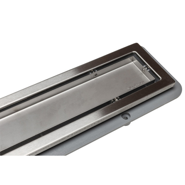 Линейный трап, цвет матовый хром, двухсторонний, Pestan Confluo Premium Line 450 13100002 (детальная фотография), для монтажа в пол