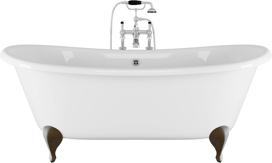 Ванна чугунная Devon & Devon Admiral 182х81 см два отверстия под смеситель, ножки алюминий натуральный 2MRADMIRALFPSALDD (детальная фотография)