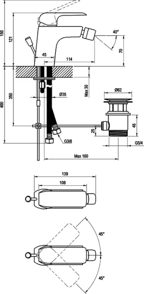 Смеситель для биде Ravak Flat FL 055.00 X070122 (детальная фотография), хром