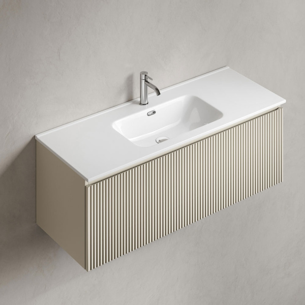 Тумба под раковину подвесная Sancos Snob R 1.0 120 см beige soft SNR1.0120CE (детальная фотография), моноблок