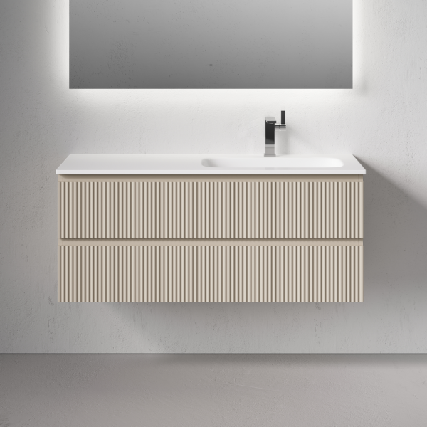 Тумба под раковину подвесная Sancos Snob R 120 см правая beige soft SNR120RCE (детальная фотография), подвесная, пристенная