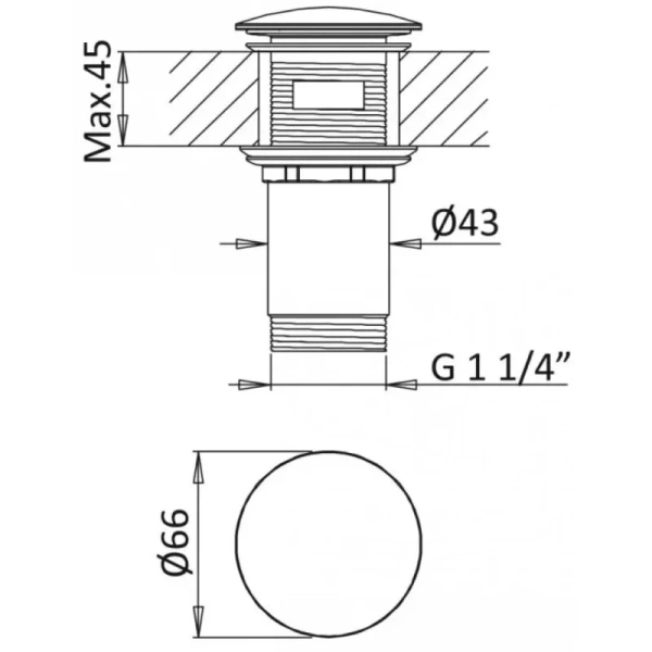 Донный клапан Cezares CZR-B-SOC с переливом (детальная фотография), в наличии, нет в наличии