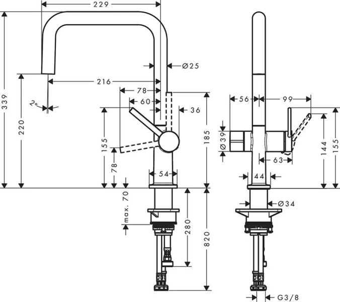Смеситель для кухни Hansgrohe Talis M54 сталь 72807800 (детальная фотография), для кухни