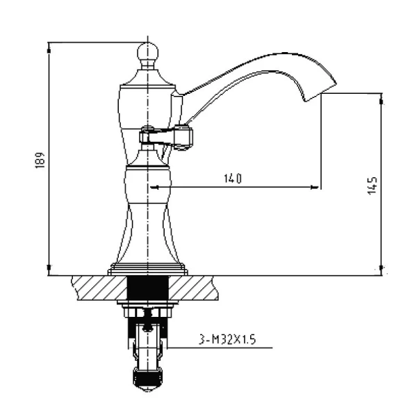 Смеситель для раковины Timo Unari черный антик 7511/04F (детальная фотография), для раковины