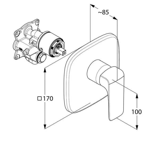 Смеситель для душа Kludi Ameo встраиваемый 416550575 (детальная фотография), для душа