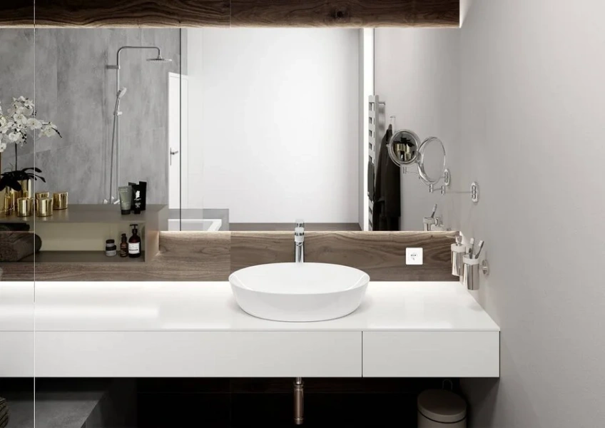 Смеситель для раковины Hansgrohe Vernis Blend 71552 со сливной гарнитурой (детальная фотография), черные