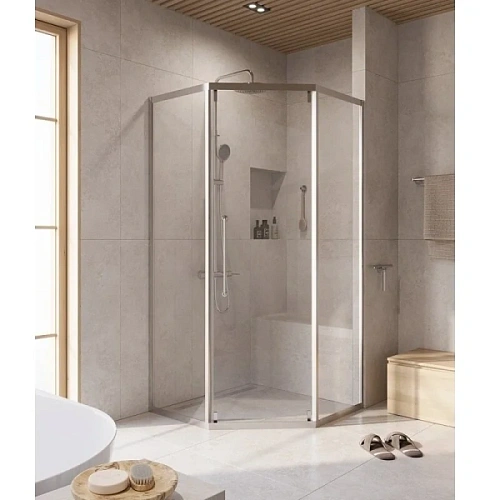 Душевой уголок Cezares Relax 100x100 см профиль оружейная сталь стекло прозрачное - фото 2