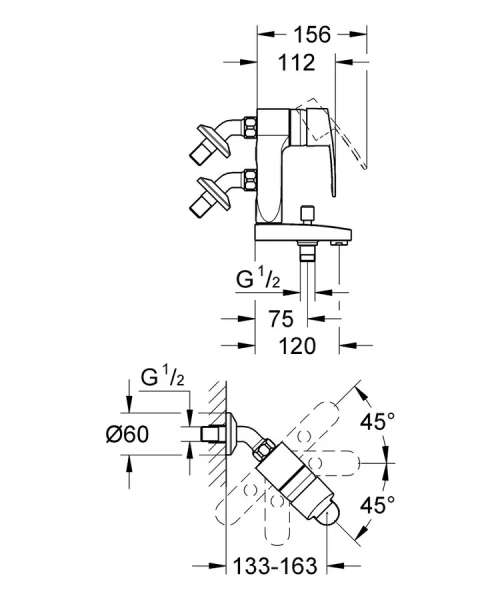 Смеситель для ванны Grohe Eurostyle  Cosmopolitan 23302000 (детальная фотография), для ванны