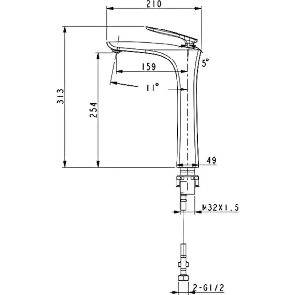 Смеситель для раковины Timo Helmi хром-белый 4011/00-16F (детальная фотография), для раковины