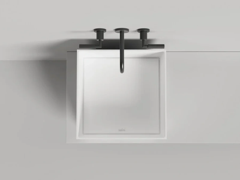 Раковина Salini Armonia Square 03 45 см белый матовый 130523M (детальная фотография), в форме чаши, квадратная