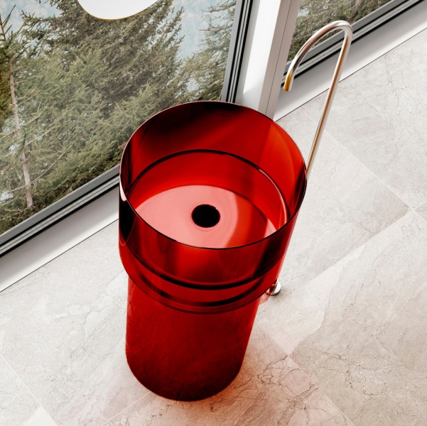 Раковина напольная Abber Kristall 45 см красная AT2701Rubin (детальная фотография), современные, hi-tech