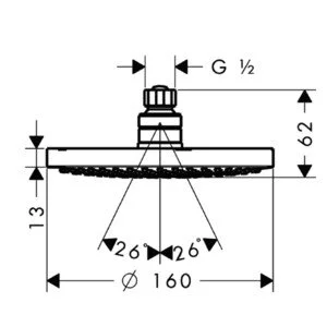 Верхний душ Hansgrohe Croma 100 27450000 (детальная фотография), верхние души