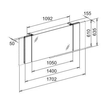 Зеркальный шкаф 140 см Keuco Edition 11 21102 171201 (детальная фотография) index_1