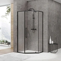 Душевой уголок Black&White Stellar Wind 90x90 см профиль черный, стекло прозрачное